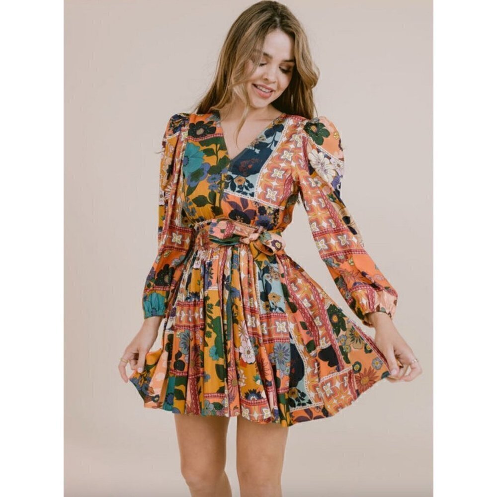 LaRoque Originals Emma patchwork dress in coral